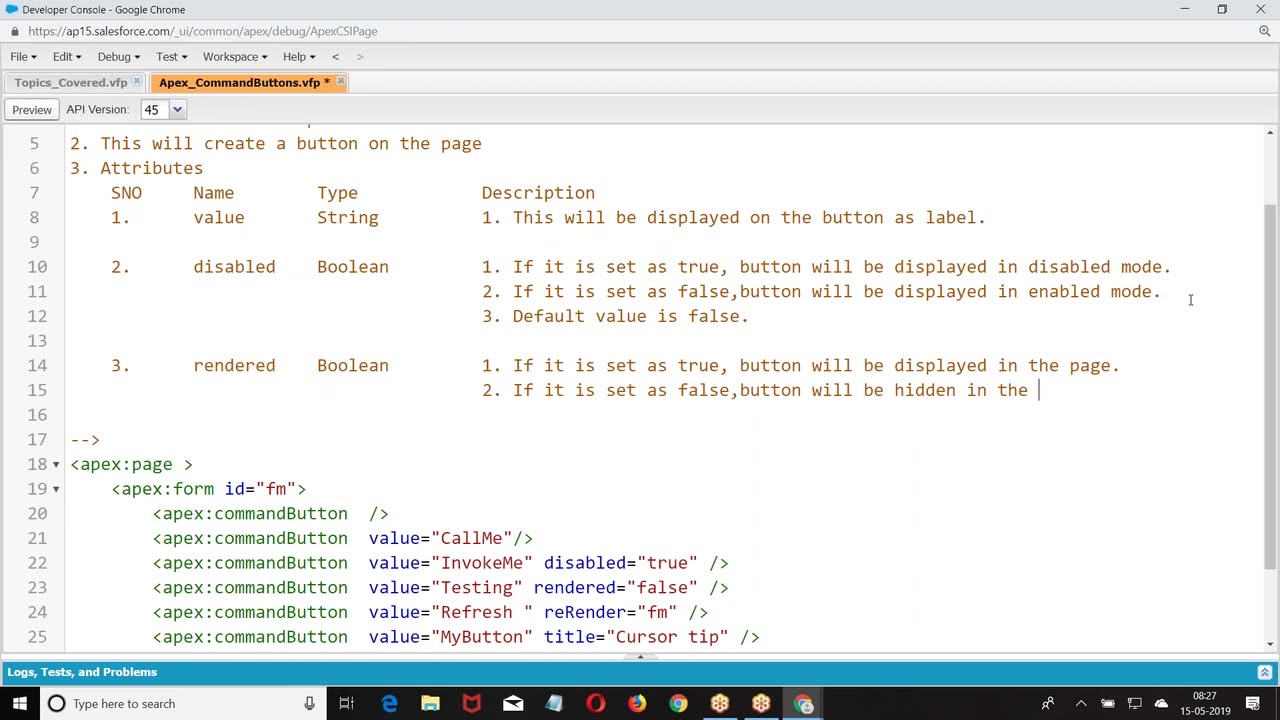 Salesforce Apex Videos-14. PageBlock-CommandButton