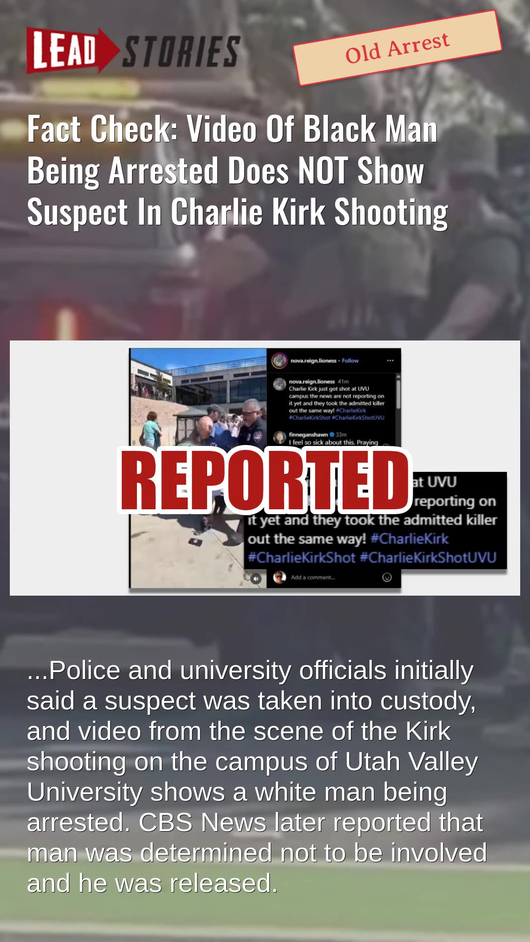 Fact Check: Video Of Black Man Being Arrested Does NOT Show Suspect In Charlie Kirk Shooting