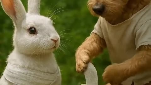 🐶 Cute Dog Rescues Bunny from Bees! 🐰✨