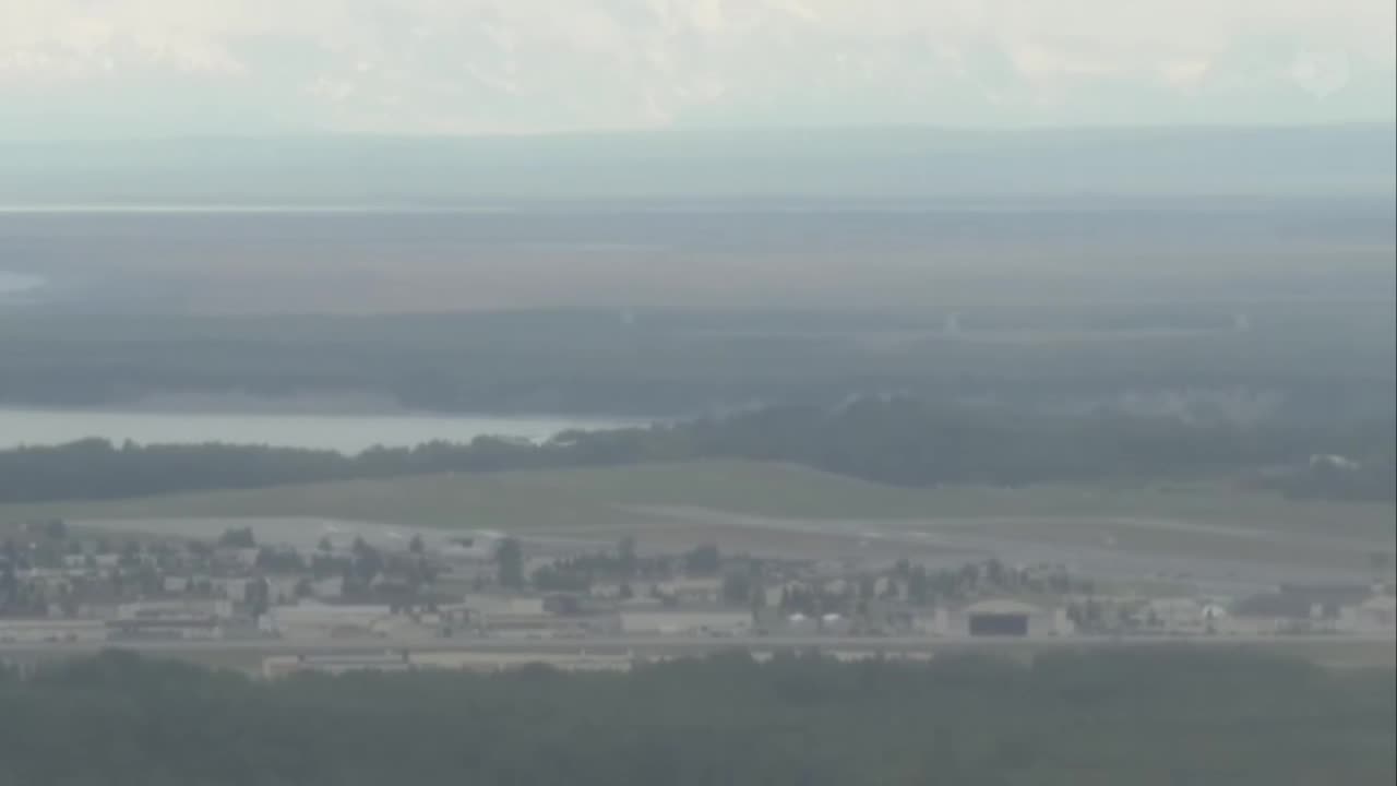 Air Force One touches down in Alaska.