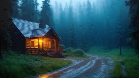 Fall Asleep in Minutes with Relaxing Rain on an Old Roof & Thunder in a Peaceful Misty Forest