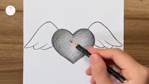 Amazing: A cute heart with wing drawing || Cute drawing ideas for beginners || S