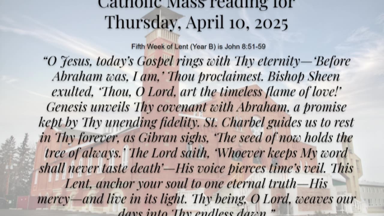 Mass Reading Reflection for Thursday, April 10, 2025