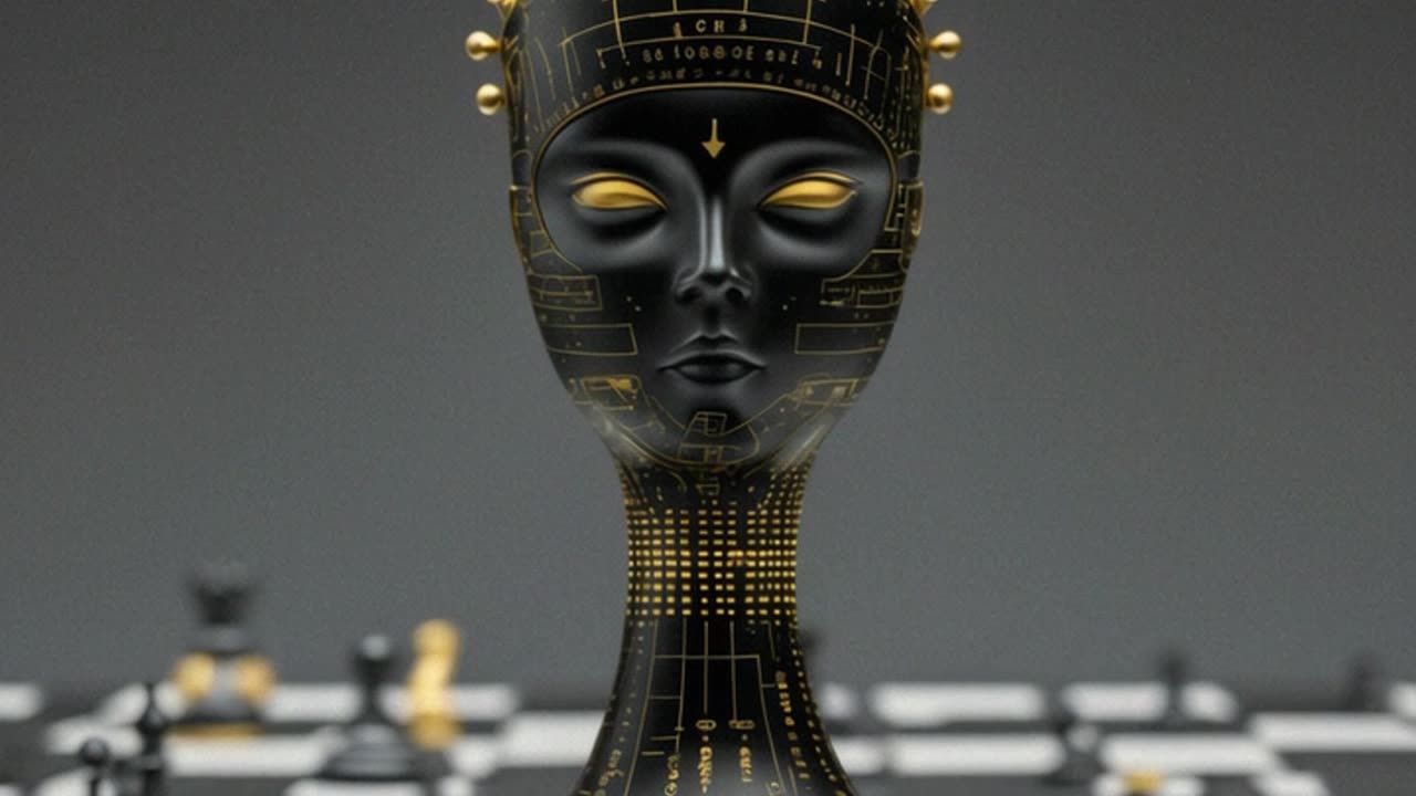Queen of the Matrix — AI Face on the Chessboard