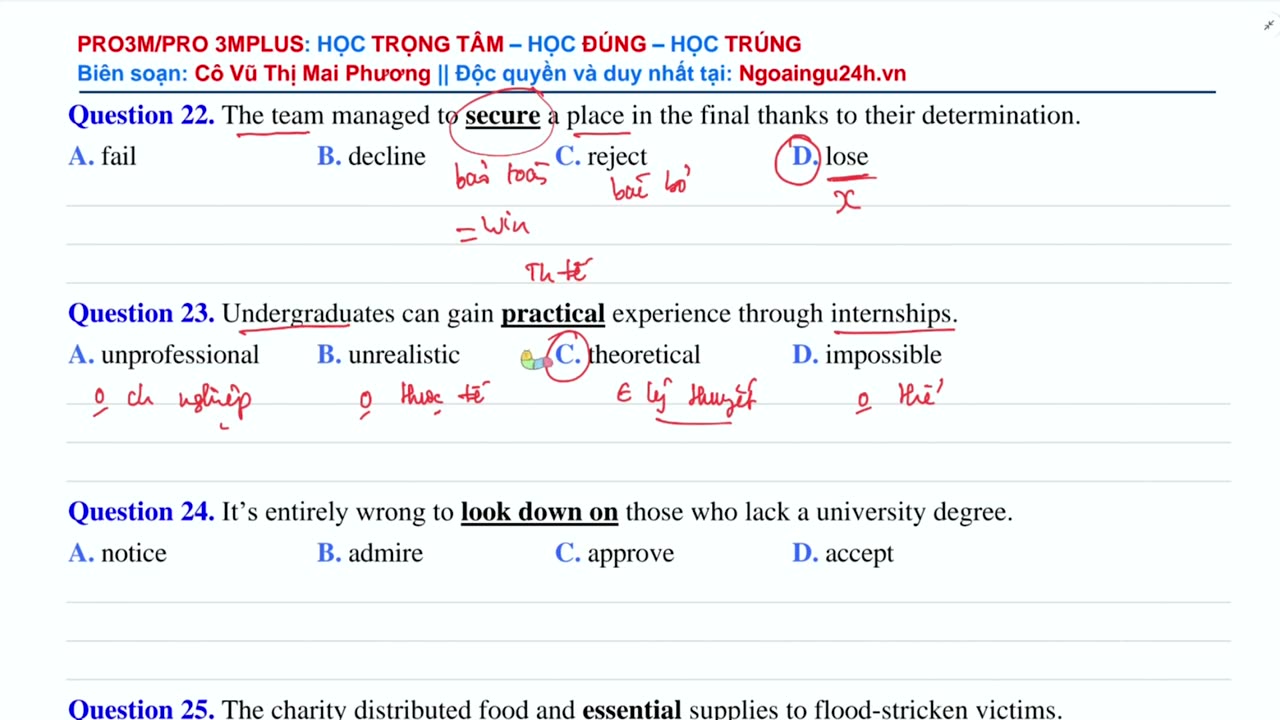 Đồng nghĩa – trái nghĩa trong ngữ cảnh Buổi 2