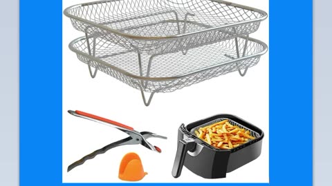 Conjunto de fritadeiras Air Fryer Geolinhome de dupla camada em aço inoxidável 304