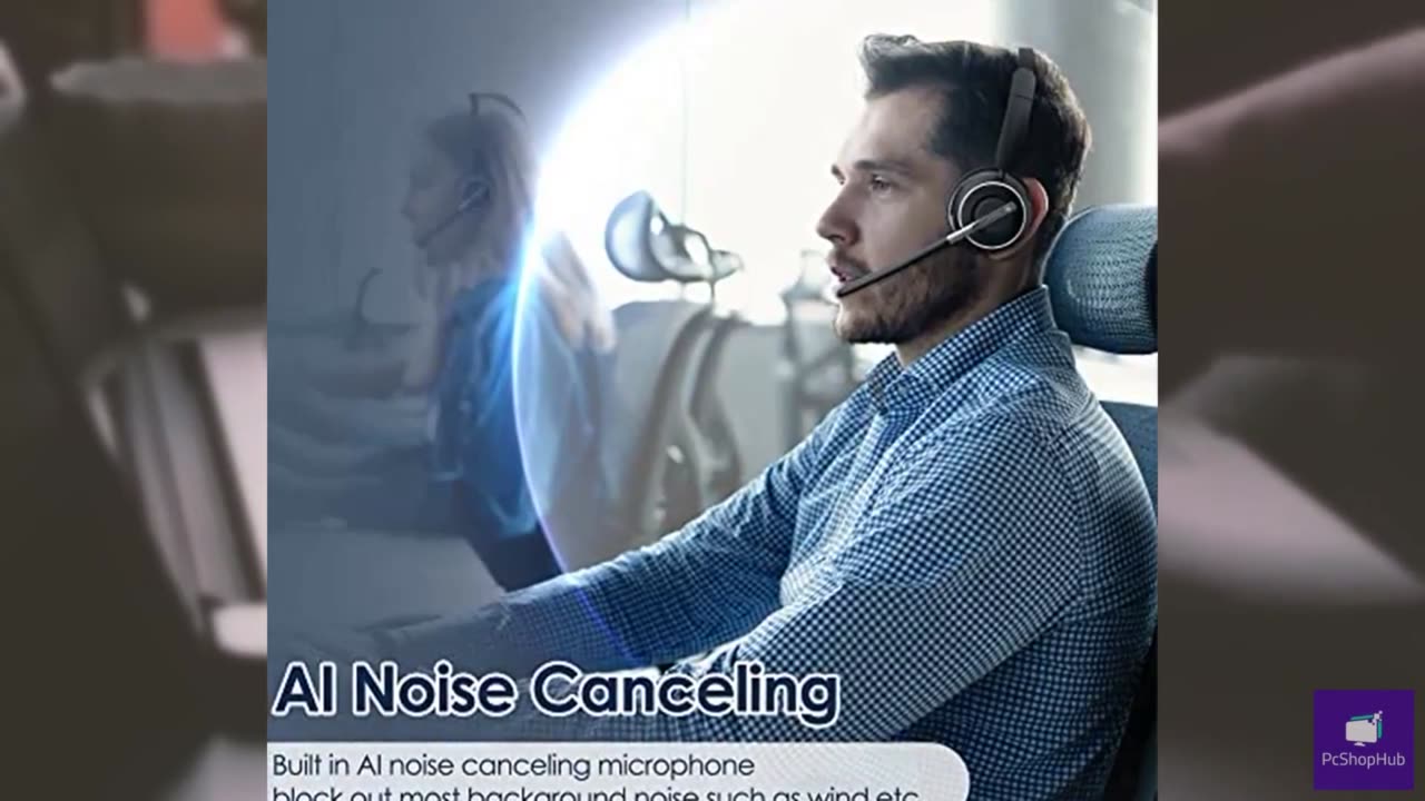 Wireless Headset, Bluetooth Headset with AI Noise Cancelling Mic, Bluetooth V5.2