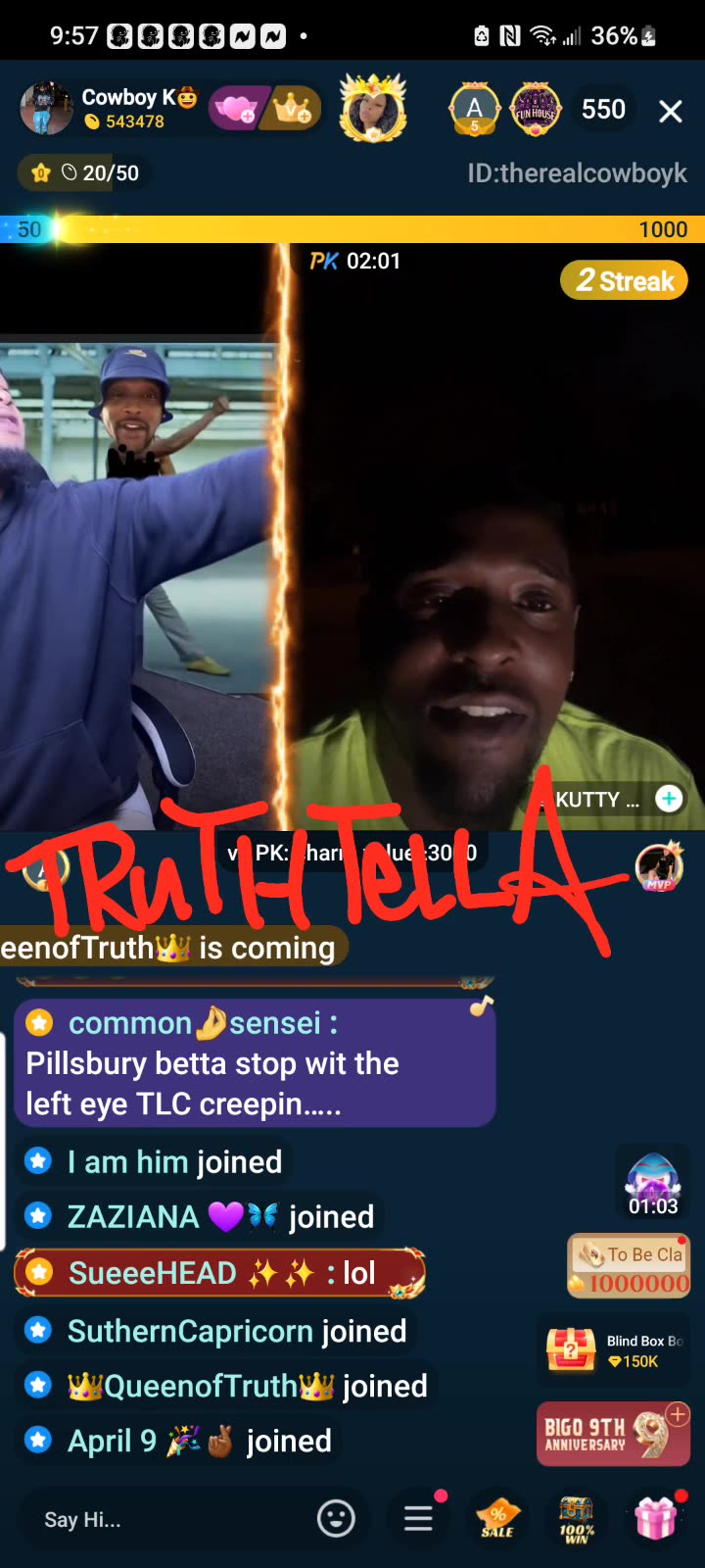 COWBOY K READS TF OUTTA KUTTY FOR RUNNING WITH A LIMP DURING SHOOTOUT THEN LINES HIM