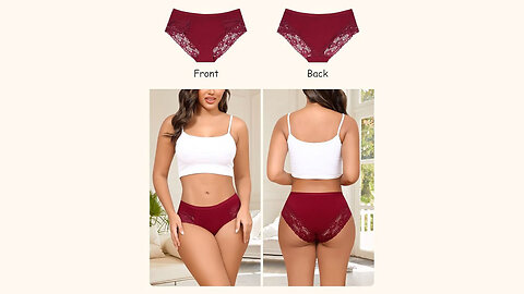 6 Pack Cotton Underwear for Women – Lace Cheeky Bikini Panties, Soft Stretch Hipster Briefs.