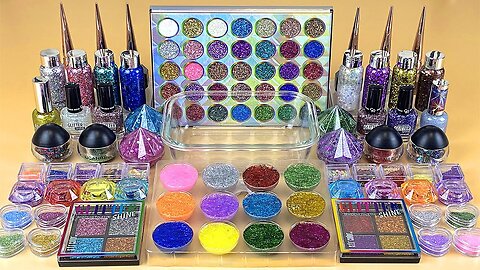 GLITTER SLIME _ Mixing makeup and glitter into Clear Slime _ Satisfying Slime Videos