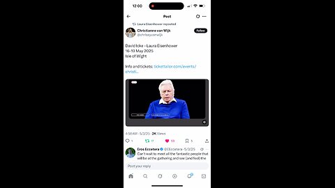 Laura Eisenhower and David Icke. Original content by @eisenhowe8, X,
