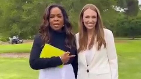 CULT Influencer Oprah Winfrey with cultist puppet - New Zealand Tyrant Jacinda Ardern