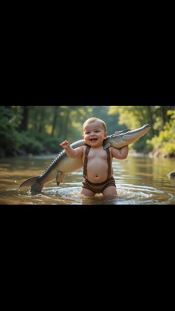 Little Angler: Baby Catches a Big Fish and Smiles! 🎣🐟😊