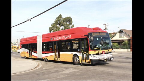 Long Beach Transit New Flyer XN60 bus in Long Beach, California.