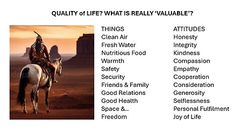 VALUE SYSTEMS & The True 'Cost' Of Living - & what price honesty, integrity, truth & justice?