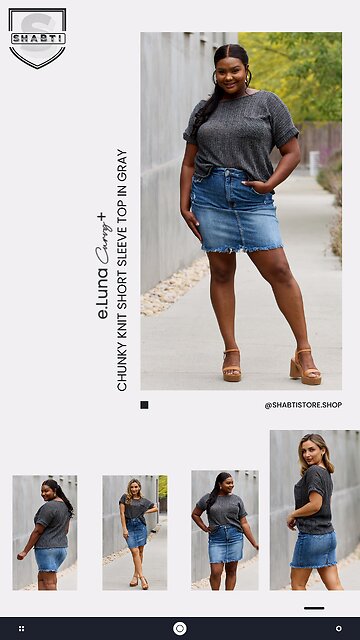 e.Luna Curvy+ Chunky Knit Short Sleeve Top in Gray🩶