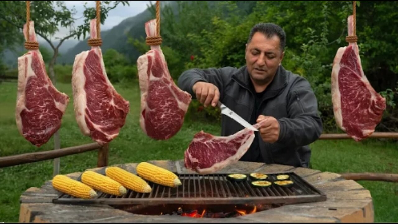 Grilling the JUICIEST Steaks in The Mountains! Wilderness BBQ