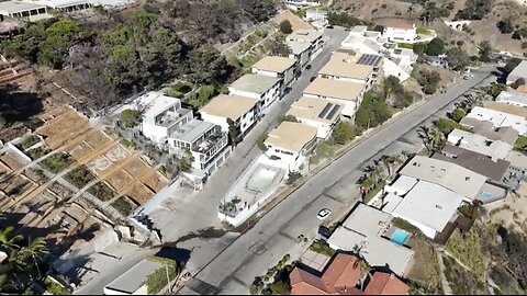 Malibu Pacific Palisades Fires Aftermath Sunset Mesa Aerial View Flyover September 2025