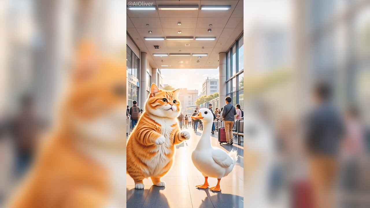 Cat with duck