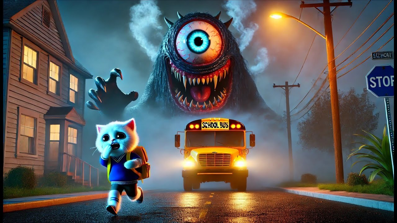 MONSTER School Bus Chases Kittens in a Crazy Cat Chase