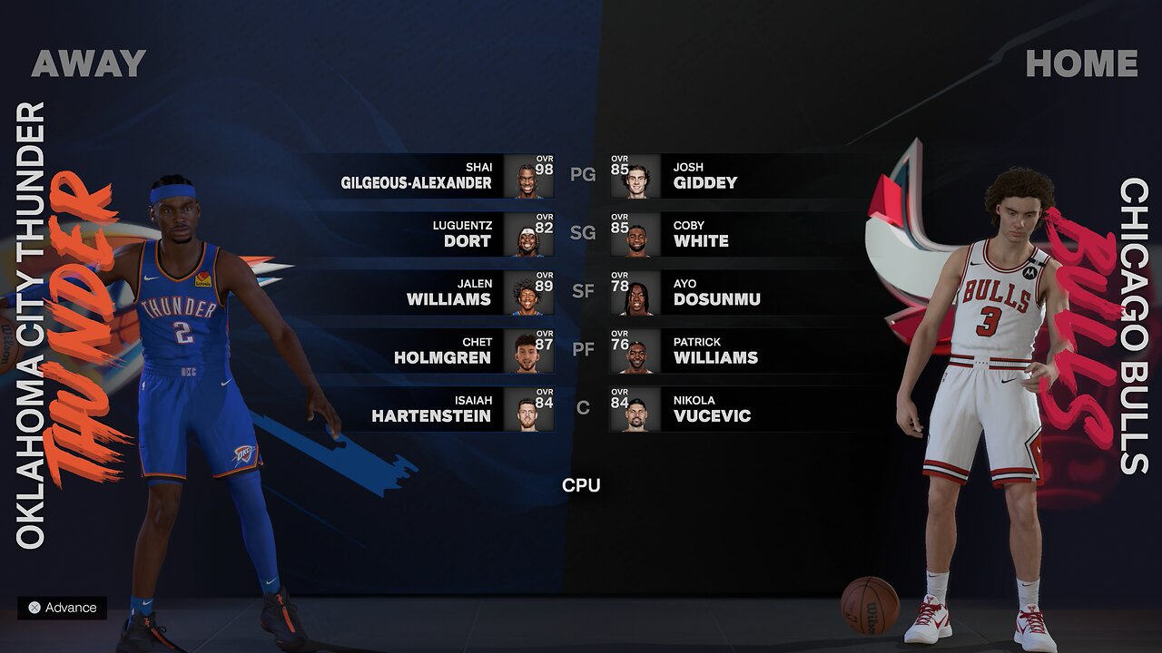 NBA 2k25 Oklahoma City Thunder Franchise Game 2 Thunder Vs Bulls CPU Vs CPU