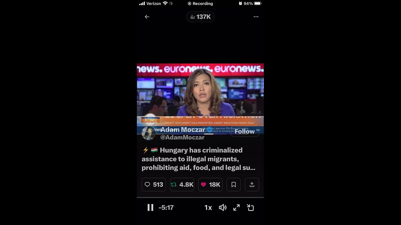 ⚡🇭🇺 Hungary has criminalized assistance to illegal migrants, prohibiting aid, food, and lega