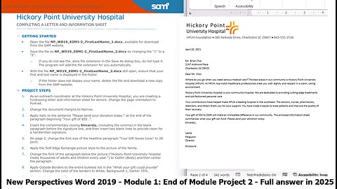 New Perspectives Word 2019 | Module 1: End of Module Project 2 | Hickory Point University Hospital