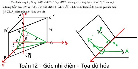 Cho hình lăng trụ đứng (ABC.A'B'C') có đáy (ABC) là tam giác vuông tại A. Gọi E, F lần lượt