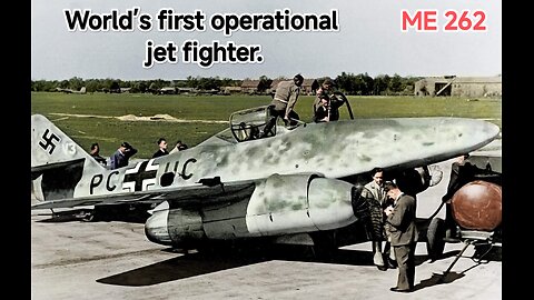The American air force is meeting the German ME-262 (Messerschmitt 262) for the first time