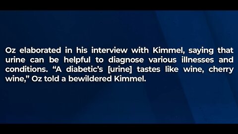 DR. OZ, "OF COURSE I DRANK MY OWN URINE! HAVEN'T YOU?" (ORMUS)