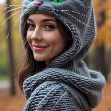 Girl in Cat Hoodie! 😻 Adorable! #CatLover #Fall