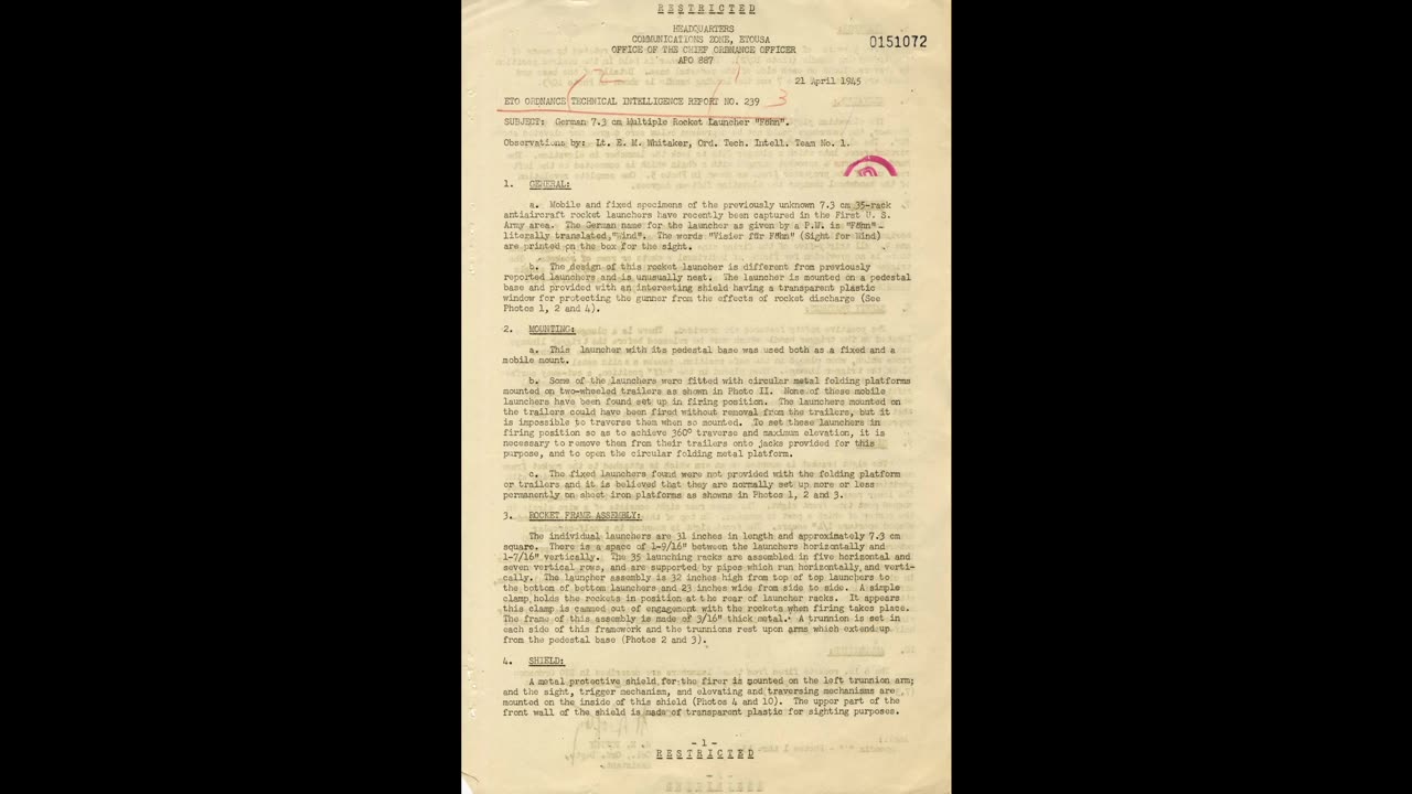 German 7.3cm Multiple Rocket launcher (Fohn) and 7.3cm High Explosive Rocket