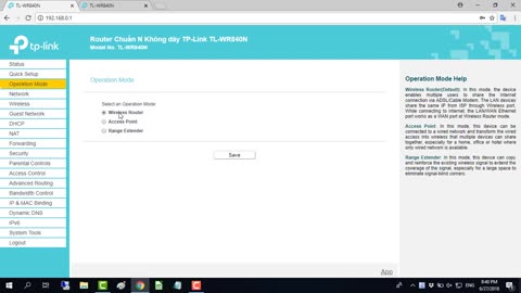192.168.0.1 Setup TP-LINK wireless N router TL-WR840N NETVN