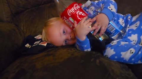 Roman o'c loving the bottle of cola 😍