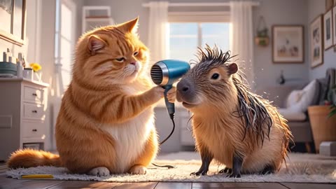 Cute cats and capybara#cat #catcookingfood #cute #funny