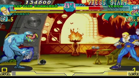 Captain Commando + Gambit vs Venom + Hulk