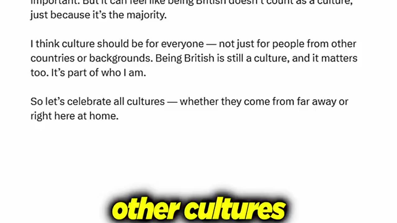 diversity means no more British culture...