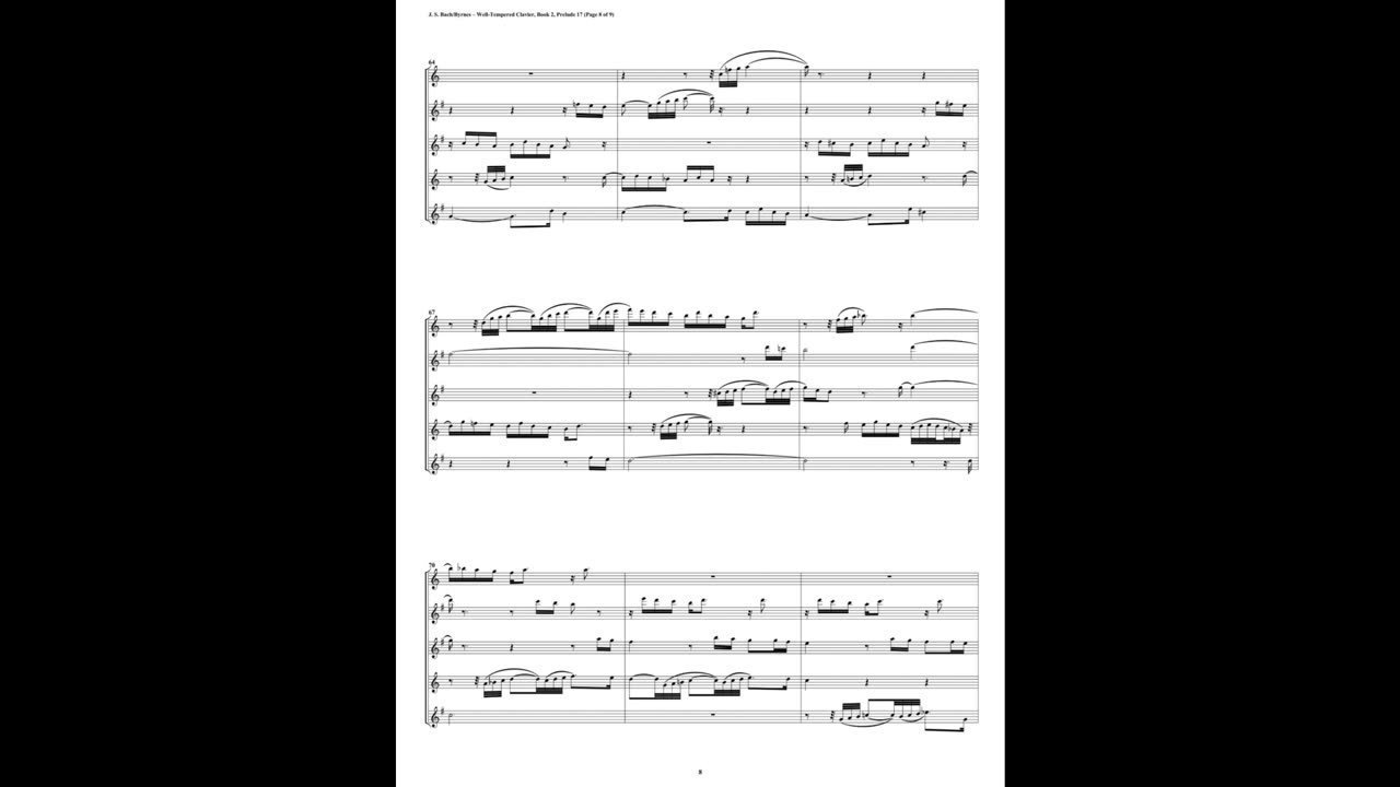 J.S. Bach - Well-Tempered Clavier: Part 2 - Prelude 17 (Saxophone Quintet)