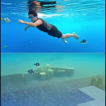 Me swimming underwater in the Minecraft ocean hopefully I can get back to shore