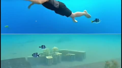 Me swimming underwater in the Minecraft ocean hopefully I can get back to shore