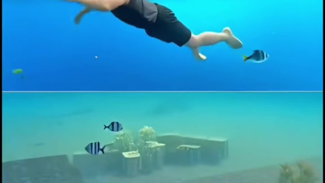 Me swimming underwater in the Minecraft ocean hopefully I can get back to shore