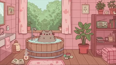 Cozy Bath with Pusheen 🛁✨ Chill Lofi Beats for Relaxing & Studying