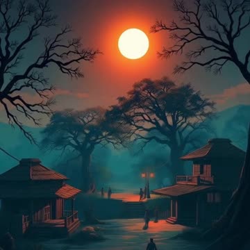 Beautiful Night View In Village.