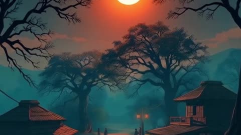 Beautiful Night View In Village.