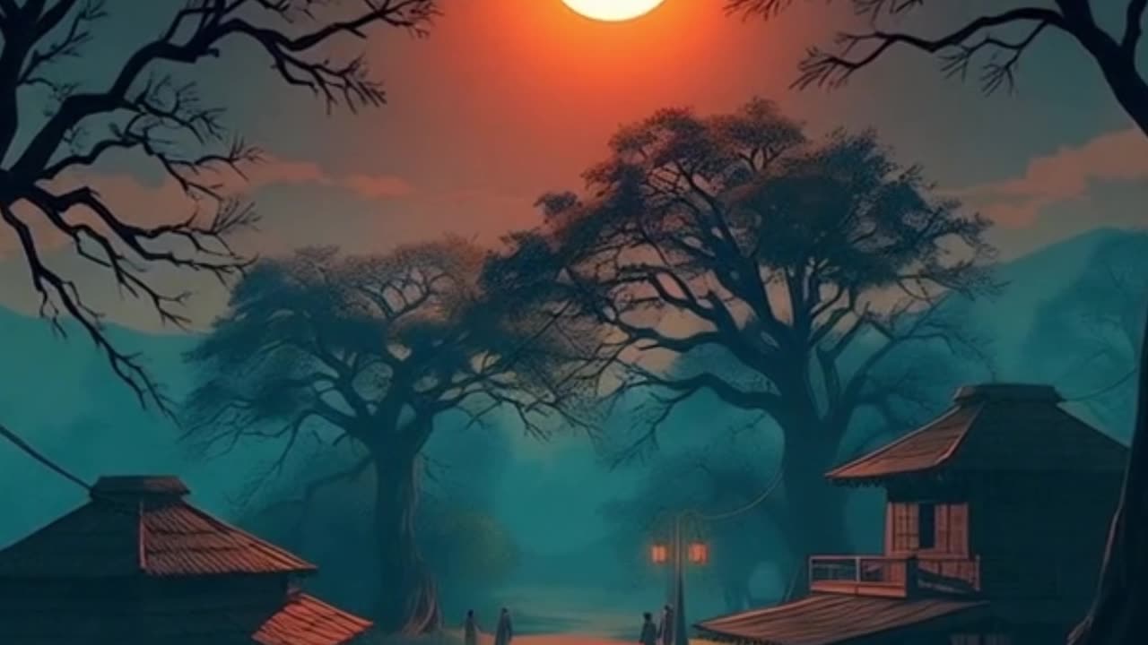 Beautiful Night View In Village.