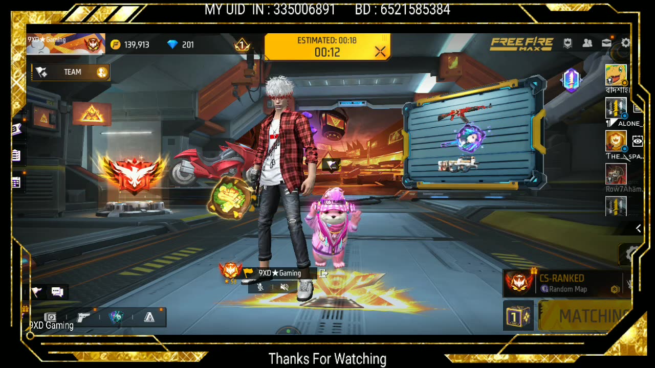 Free Fire Live With 9XD Gaming