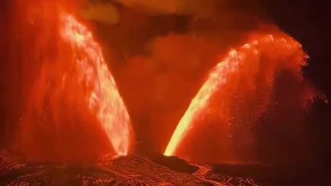 Kilauea volcano in Hawaii has erupted, creating a dramatic display resembling wings, with lava