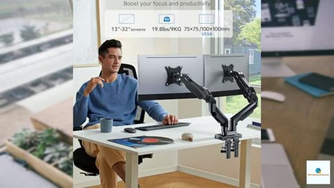 HUANUO Dual Monitor Stand - Full Adjustable Monitor Desk Mount Swivel Vesa Bracket with C