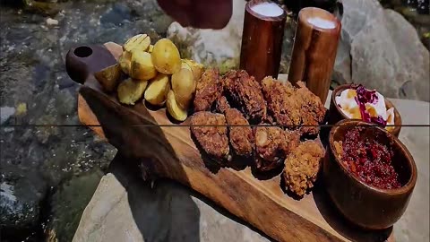 Spicy Fried Chicken Wings in the Wild | Easy Coleslaw & Hot Sauce Recipe Included (ASMR cooking)