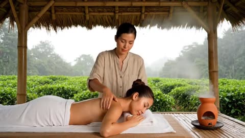 ASMR Body Massage & Beautiful Rainy Nature 🌧️ with Relaxing Music 😌🎶